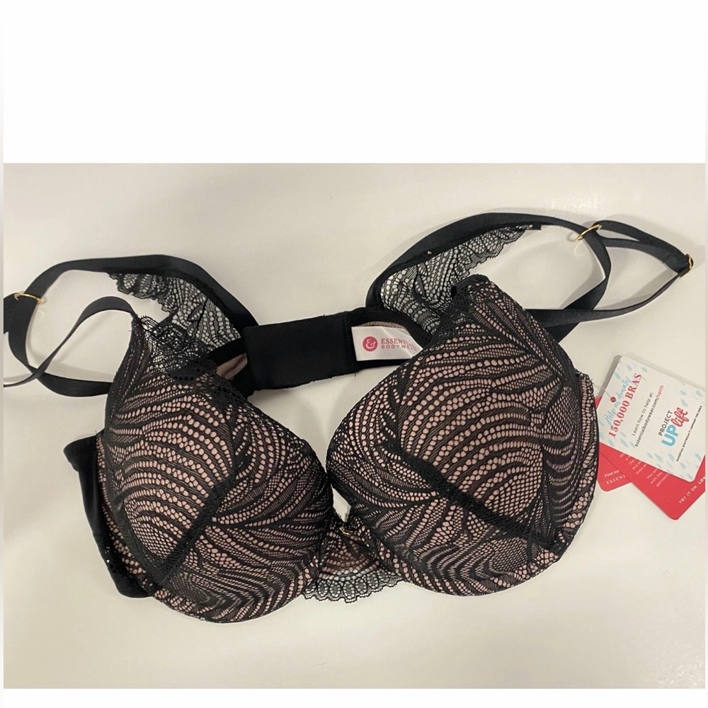 Essential Bodywear Women's 36C Piper Date Night Black/Mauve Bra